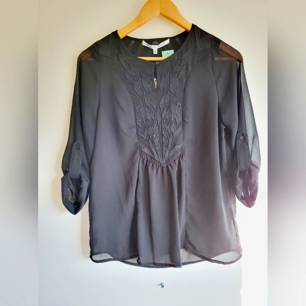 🔴 NWT Collective concepts black sheer blouse